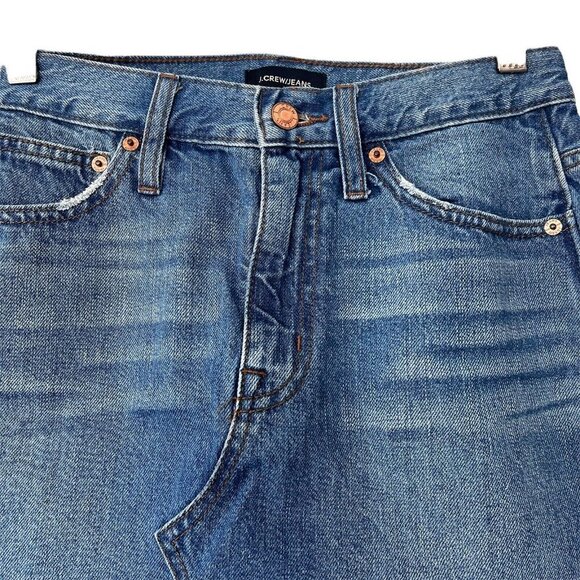J Crew Distressed Short Denim Jean Skirt - Picture 6 of 12
